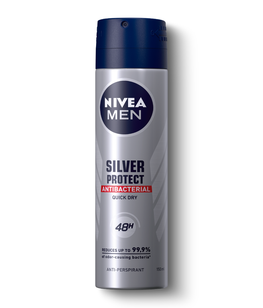 NIVEA MEN - Aerosol antitranspirante SILVER PROTECT ANTIBACTERIAL 48 HRS x 91 g / 150 mL