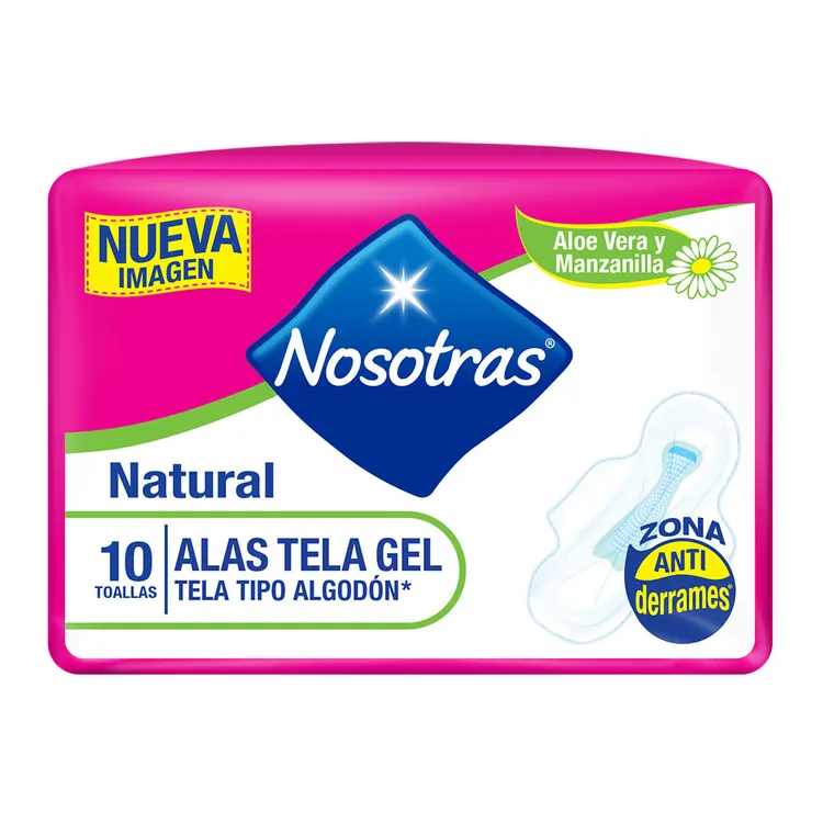 NOSOTRAS - Toallas femeninas NOSOTRAS - NATURAL ALAS TELA GEL x 10 unidades