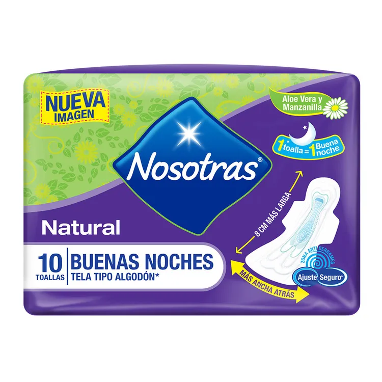 NOSOTRAS - Toallas femeninas NOSOTRAS - NATURAL BUENAS NOCHES x 10 unidades