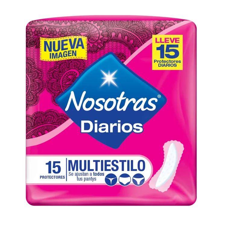 NOSOTRAS DIARIOS - Protectores intimos NOSOTRAS - MULTIESTILO x 15 unidades