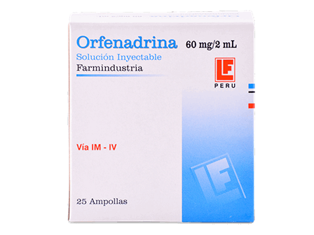 ORFENADRINA - Sol. Inyec. Amp. via I.M. - I.V. caja x 25 - 60 mg / 2 mL