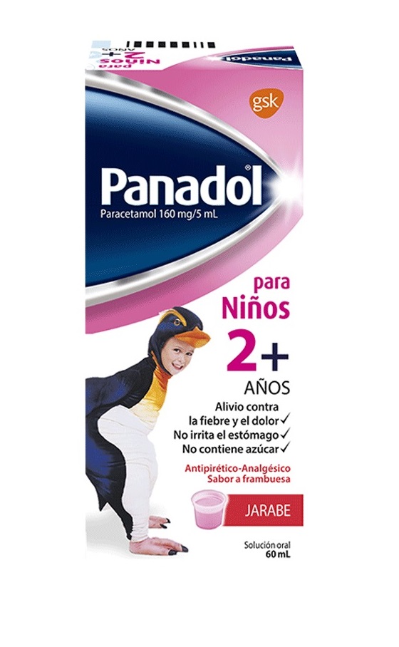 PANADOL - Jarabe solucion oral NINOS 2+ sabor FRAMBUESA x 60 mL - 160 mg / 5 mL