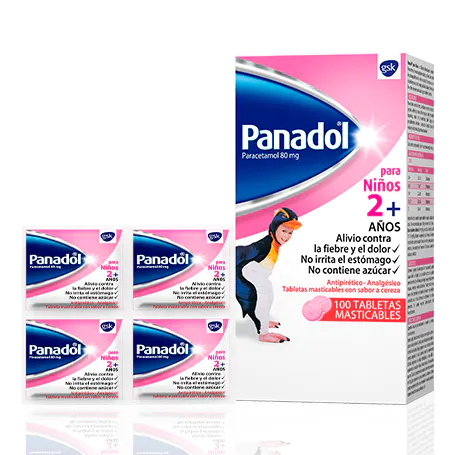 PANADOL MASTICABLE - Tabletas masticables NINOS 2+ caja x 100 - 80 mg