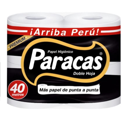 PARACAS - Papel higienico 4 ROLLOS - 40 metros - DOBLE HOJA x 4 ROLLOS