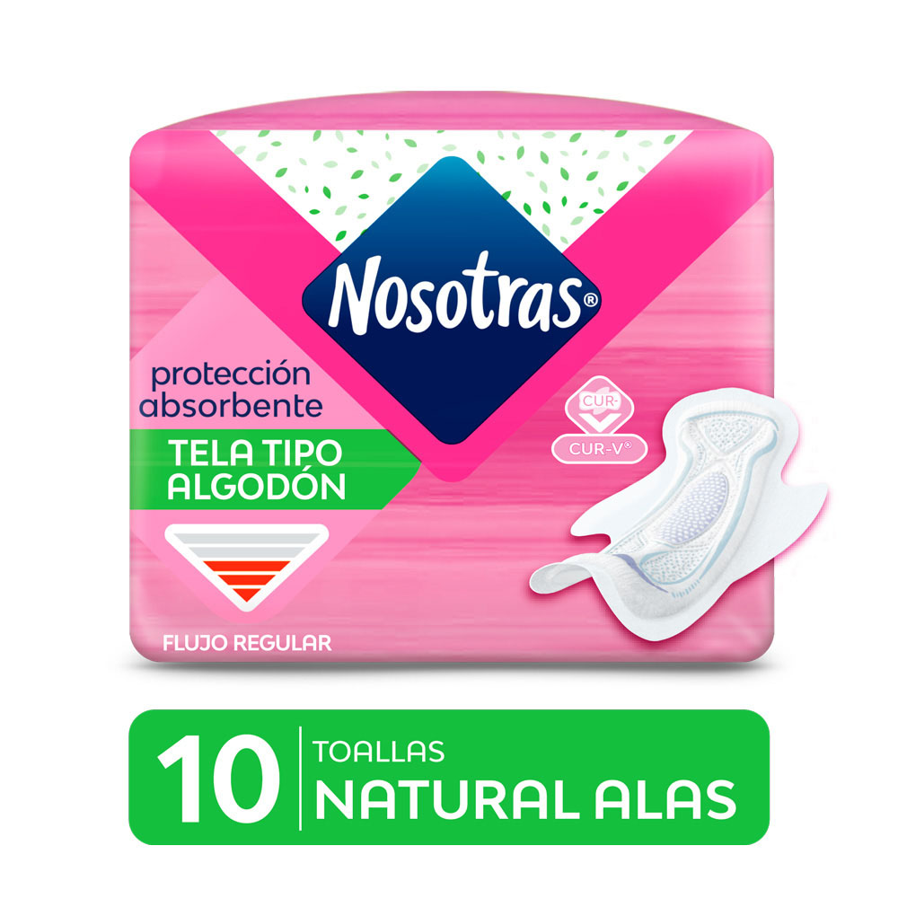 NOSOTRAS - Protección absorbente - NATURAL ALAS TELA GEL x 10 unidades