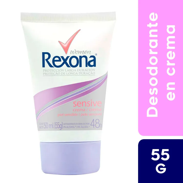 REXONA WOMEN - Antitranspirante en crema SENSIVE - PIEL SENSIBLE x 55 g / 50 mL