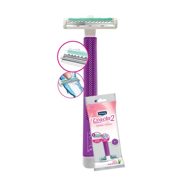 SCHICK EXACTA 2 - Afeitadora desechable SCHICK para mujer 2 hojas