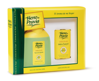 SET HENO DE PRAVIA - Set AGUA DE COLONIA + JABON NATURAL con crema hidratante - EL AROMA DE MI HOGAR 250 mL / 85 g