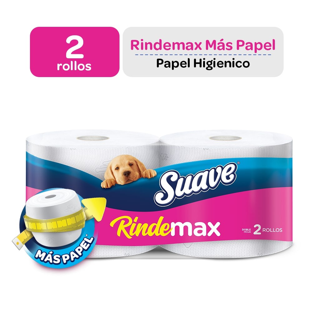 SUAVE - Papel higienico RINDEMAX DOBLE HOJA - 40 metros x 2 ROLLOS