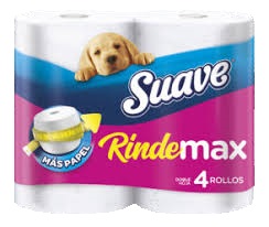 SUAVE - Papel higienico RINDEMAX DOBLE HOJA 40 metros x 4 ROLLOS