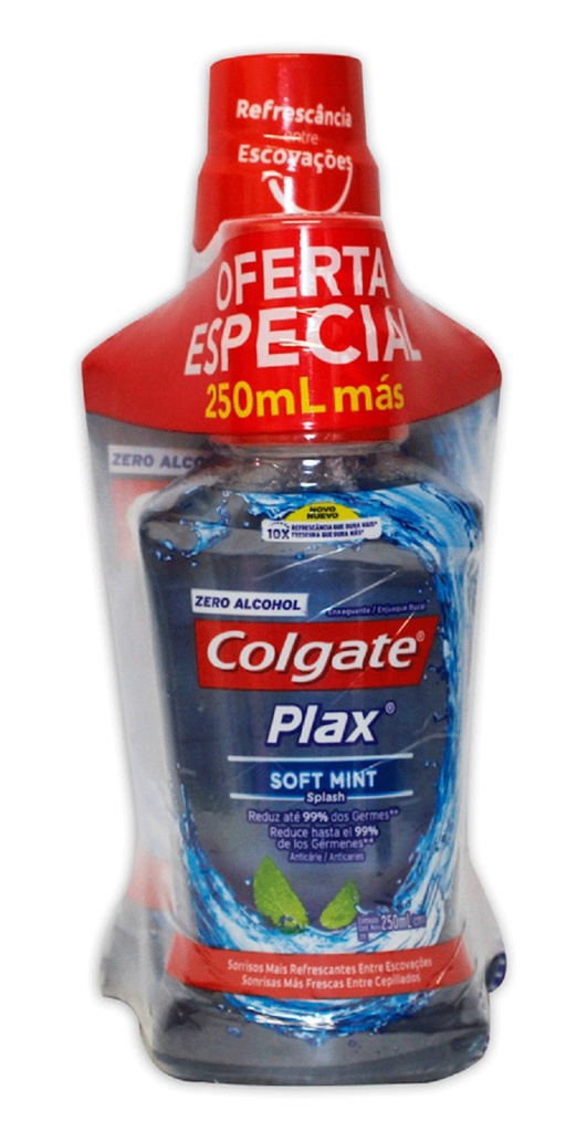 SUPER PACK COLGATE SOFT MINT - Enjuague Bucal COLGATE PLAX - SOFT MINT x 500 mL + x 250 mL