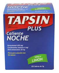 TAPSIN PLUS CALIENTE NOCHE - Sobre x 5 g - caja x 60 - SABOR LIMON - 650 mg + 4 mg + 20 mg