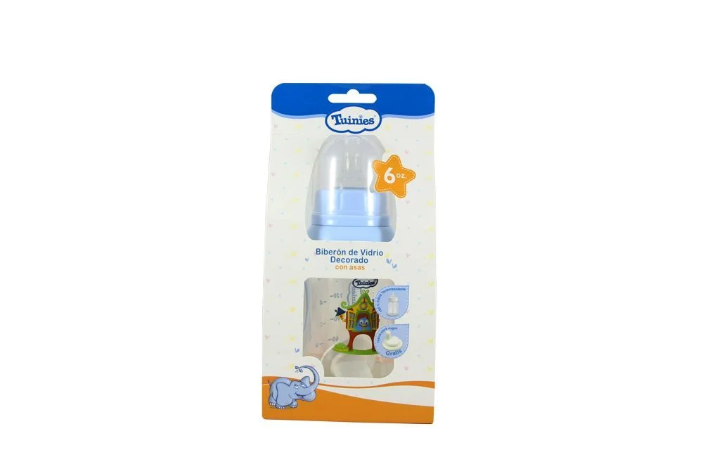 TUINIES - Biberon de vidrio decorado con asas - 6 OZ