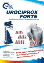 UROCIPROX FORTE - Tab. rec. caja x 100 - 500 mg + 100 mg