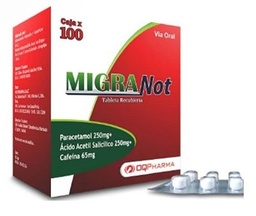 [MIGRANOT] MIGRANOT - Tabletas recubiertas caja x 100 - 250 mg + 250 mg + 65 mg