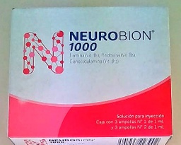 [NEUROBION 1000] NEUROBION 1000 - Solucion para inyecccion caja x 3 ampollas N° 1 de 1mL + 3 ampollas N° 2 de 1 mL ( 3 dosis)
