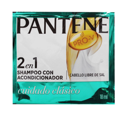 SHAMPOO ACONDICIONADOR PANTENE - Shampoo con acondicionador 2 en 1 PANTENE PRO-V sachet x 18 mL