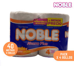 [NOBLE AHORRO PLUS] NOBLE AHORRO PLUS - Papel higienico DOBLE HOJA 40 metros x 4 ROLLOS