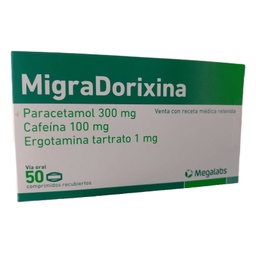 [MIGRADORIXINA] MIGRADORIXINA - Comprimidos recubiertos caja x 50 - 300 mg + 100 mg + 1 mg