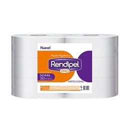 [RENDIPEL PRO INSTITUCIONAL] RENDIPEL PRO - Papel higienico doble hoja - 100 m x rollo - paquete x 6 rollos (copiar)