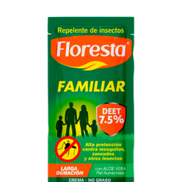 [REPELENTE FLORESTA FAMILIAR] REPELENTE FLORESTA EXTREMO - Crema - NO GRASO EXTRA DURACION con ALOE VERA caja x 20 sachets - 10 mL (copiar)