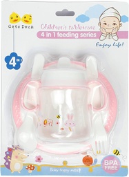 [CHILDRENS TABLEWARE] CHILDRENS TABLEWARE - Set de comida para bebe - CUBIERTOS + PLATO + BIBERON en mica