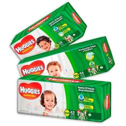 PANALES HUGGIES - Panales desechables ACTIVE SEC con orejas elasticas