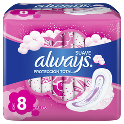 [ALWAYS] ALWAYS - Toallas femeninas ALWAYS - PROTECCION TOTAL - SUAVE x 8 unidades