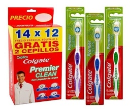 [COLGATE PREMIER CLEAN] COLGATE PREMIER CLEAN - Cepillo dental COLGATE con limpiador de lengua variedad de colores