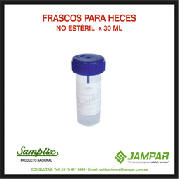 [FRASCO RECO HECES] FRASCO RECOLECTOR HECES - Frasco recolector de heces SAMPLIX ESTERIL x 30 mL