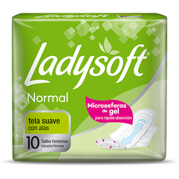 [LADYSOFT] LADYSOFT - Toallas femeninas LADYSOFT - NORMAL - TELA SUAVE CON ALAS x 10 unidades