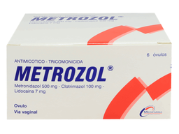 [METROZOL] METROZOL - Ovulos via vaginal caja x 6 - 500 mg + 100 mg + 7 mg