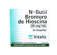 [N - BUTIL BROMURO DE HIOSCINA] N - BUTIL BROMURO DE HIOSCINA - Solucion inyectable ampolla via I.M. - I.V. caja x 10 - 20 mg / 1 mL