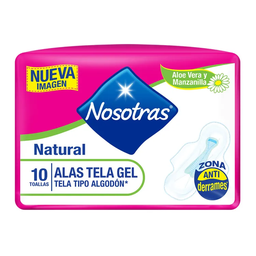 [NOSOTRAS] NOSOTRAS - Toallas femeninas NOSOTRAS - NATURAL ALAS TELA GEL x 10 unidades