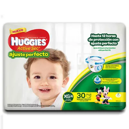 [PANALES HUGGIES DIAPERS] PANALES HUGGIES DIAPERS - Panales desechables DIAPERS ACTIVE SEC ajuste perfecto - XG|4