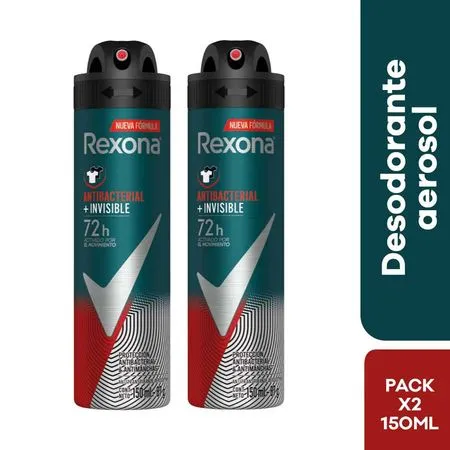 [2X SUPER PRECIO REXONA] 2X SUPER PRECIO REXONA - Aerosol antitranspirante MOTION SENSE - ANTIBACTERIAL + INVISIBLE 48 HRS x 90 g / 150 mL x 2 unidades