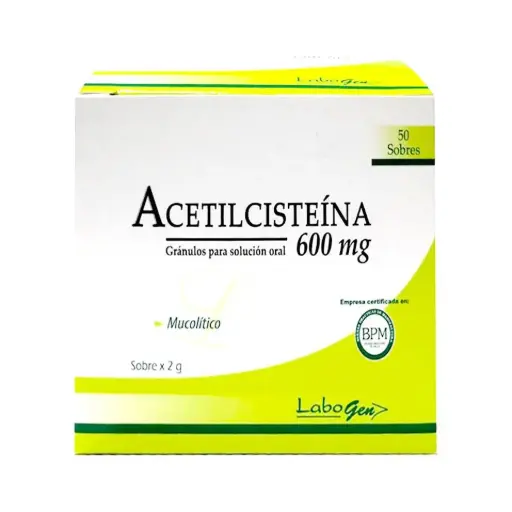 [ACETILCISTEINA] ACETILCISTEINA - Granulados para solucion oral caja x 50 sobres x 2 g - 600 mg