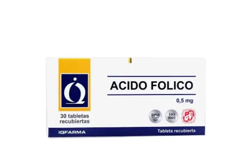 [ACIDO FOLICO IQFARMA] ACIDO FOLICO IQFARMA - Tabletas recubiertas caja x 30 - 0.5 mg